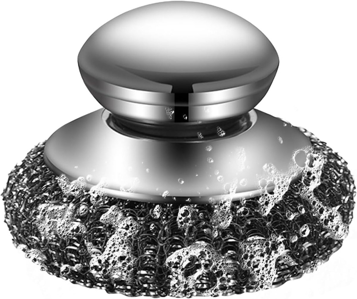 Metalen Vaatreiniger - Roestvrij Staal Schrobber - Hardnekkig Vuil Verwijderen - Ergonomische Handgreep - 7 x 10 cm