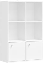 VASAGLE - Boekenkast - Staande Kast met Deuren - 3-Lagen Opbergrek - Voor Woonkamer en Thuiswerkplek