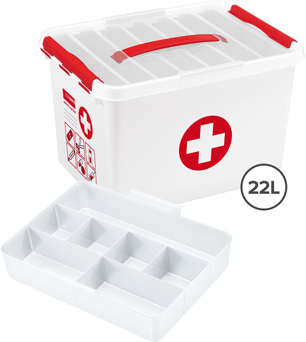 Bol.com Sunware Q-line EHBO opbergbox 22L met inzet - 40x30x26 cm - Zonder inhoud aanbieding