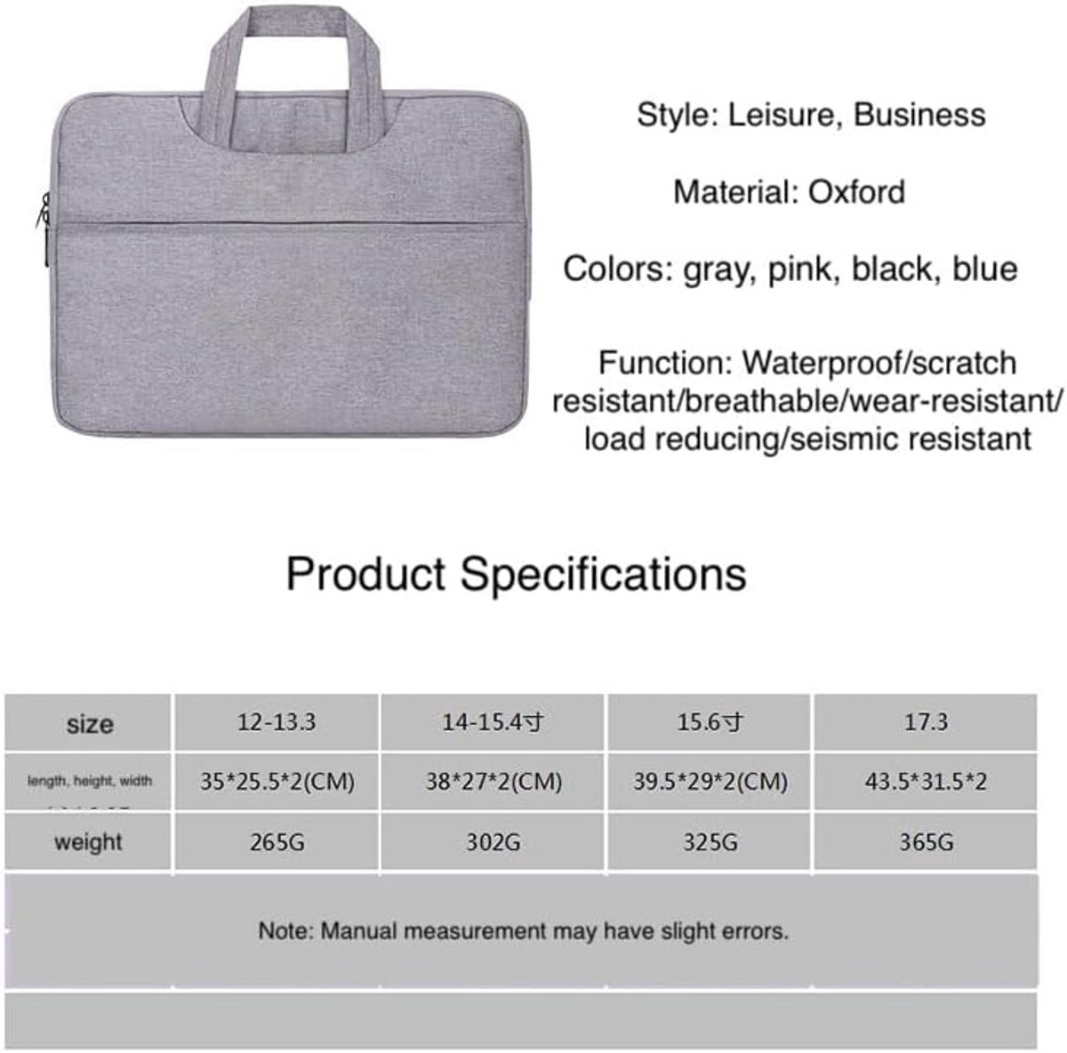 Laptophoes - Notebooktas Aktetas - Veilig Vervoer - Verborgen Handgrepen - 43.5 x 31.5 cm