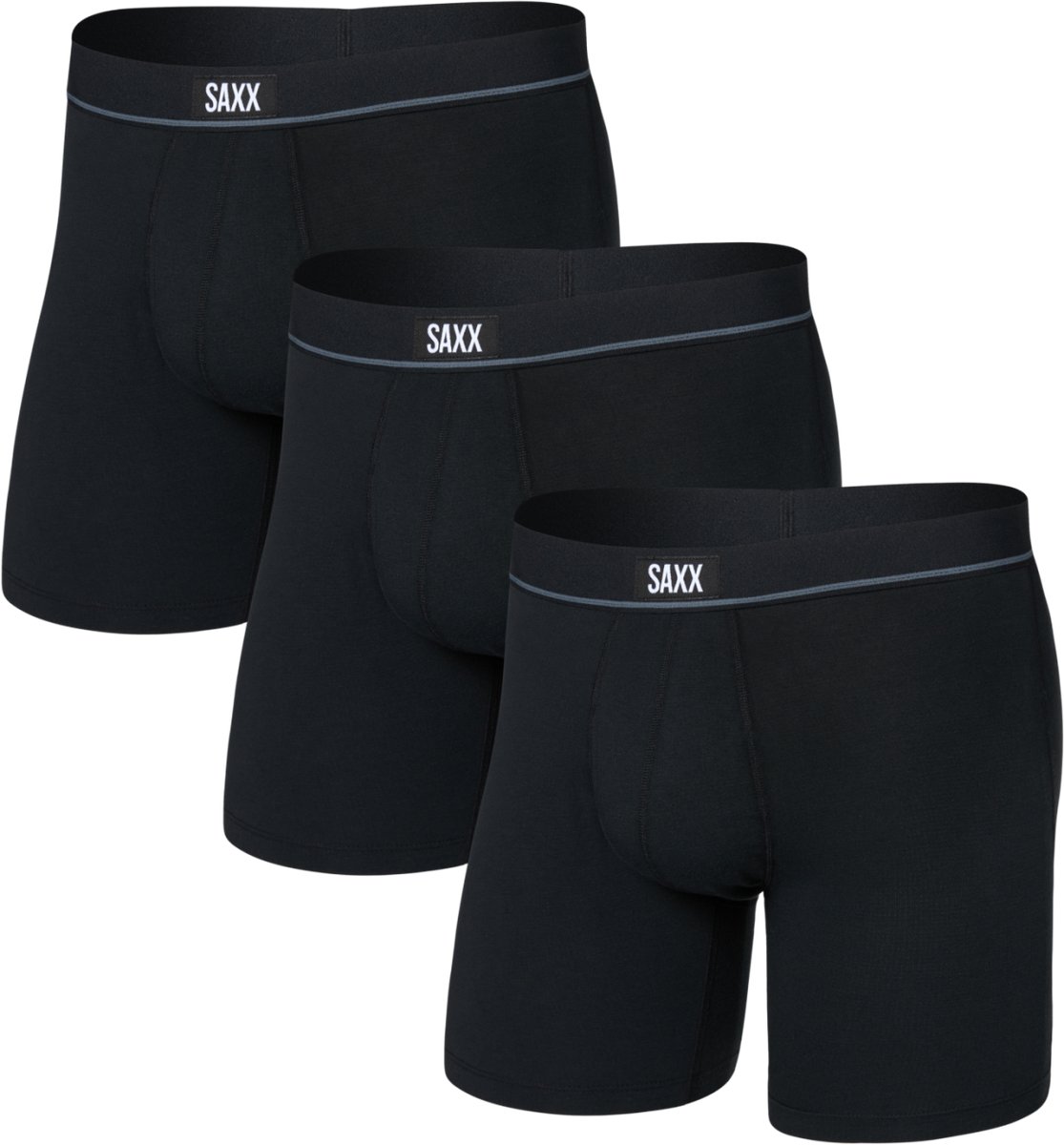 SAXX Heren Boxershort Essential Cotton - 3-Pack - Boxer met BallPark Pouch® - Ademend & Geurbestendigd Ondergoed - Zwart - XXL