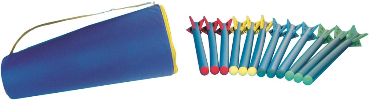 Spordas foam speerwerpen set - 12 stuks met draagtas.