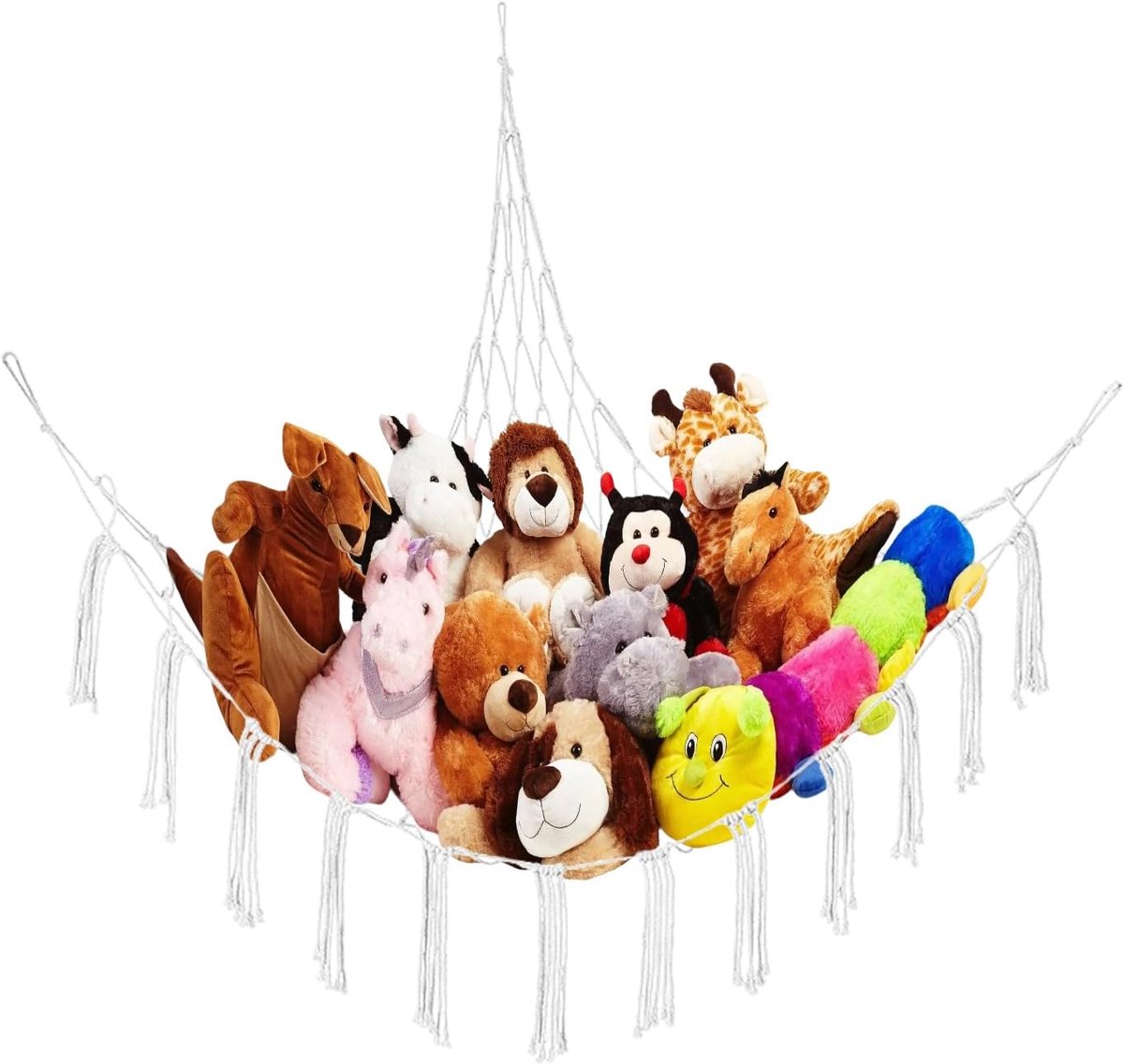 Knuffelnet - Speelgoedopslag - Kinderkamer Decoratie - Bohemian Stijl - 32 x 22 cm - Wit