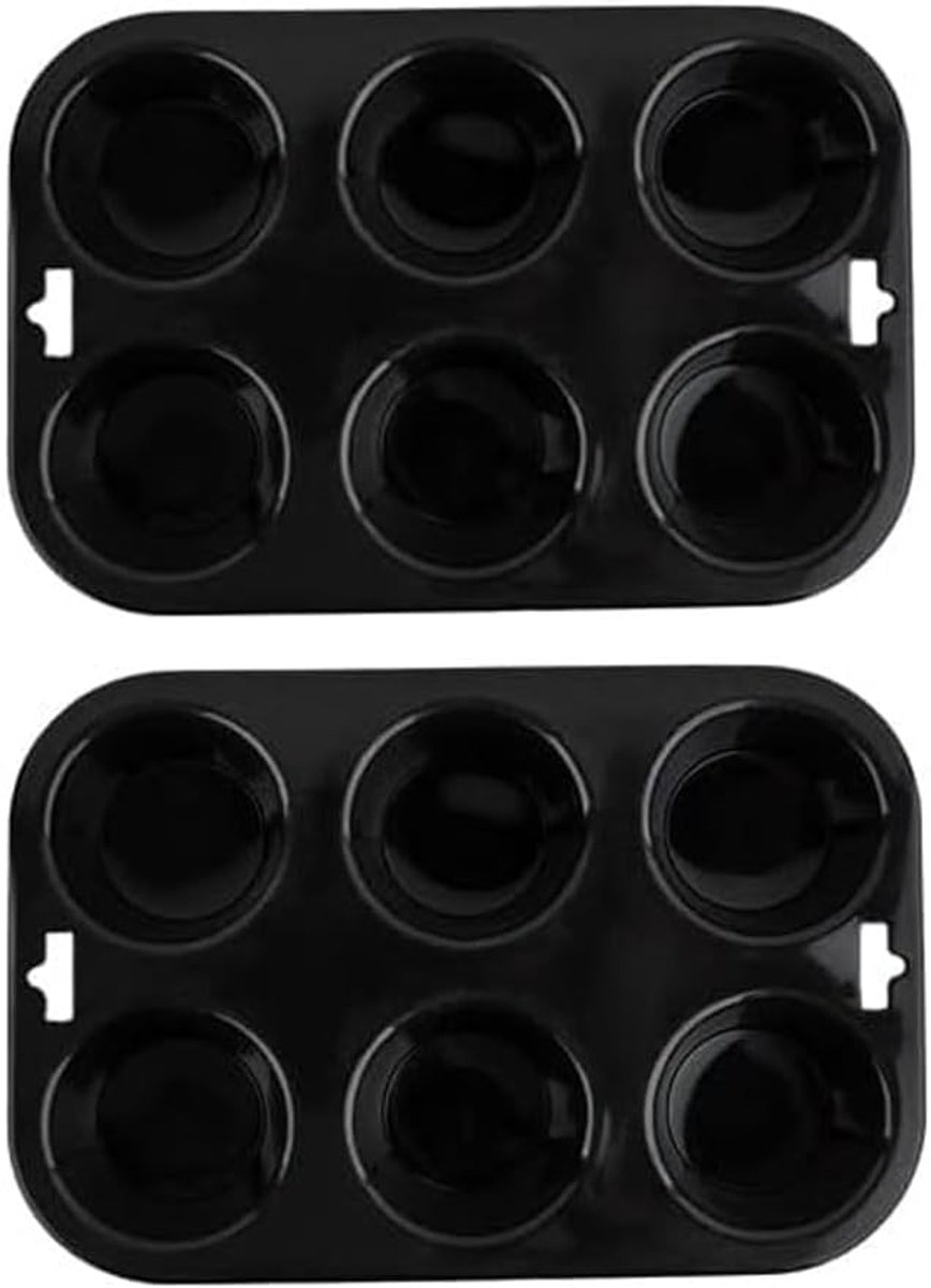 Bakvorm Siliconen - Muffin Cupcake Vorm - Zes Delige Bakjes - Vaatwasserbestendig - 24x16x4 cm - Zwart
