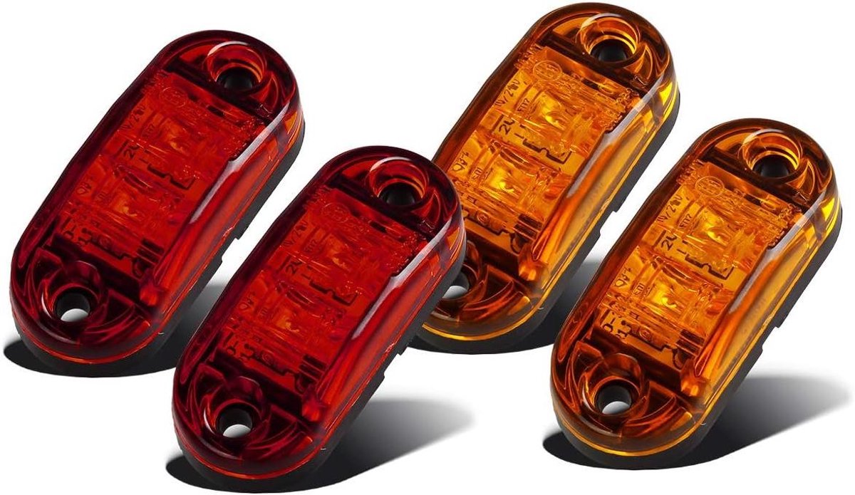 Ovale LED Verlichting - Zijmarkering Lichten - Aanhanger Vrachtwagen - Waterdicht IP67 - 2.5 Inch - Amber Rood