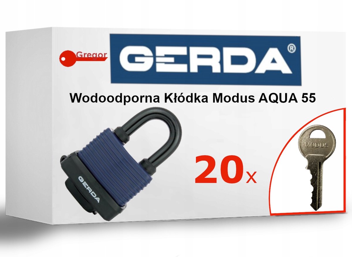 Gerda Aqua Modus 55 Hangslot Waterdicht + 20 Sleutels