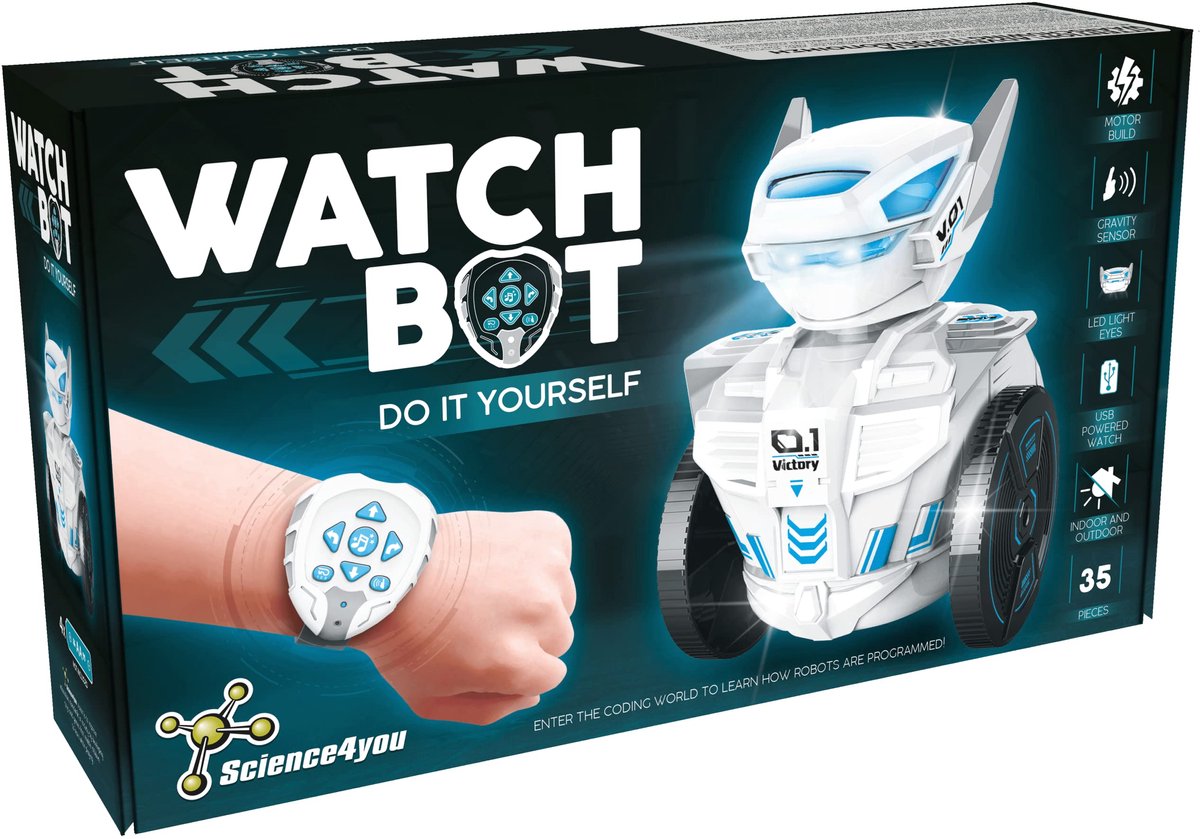 Watchbot - Mini-afstandsbediening programmeerbare robot voor kinderen - DIY 35-delige interactieve robotbouwset - bestuurd door horloge en gebaren - STEM educatief speelgoed voor kinderen van 8-14