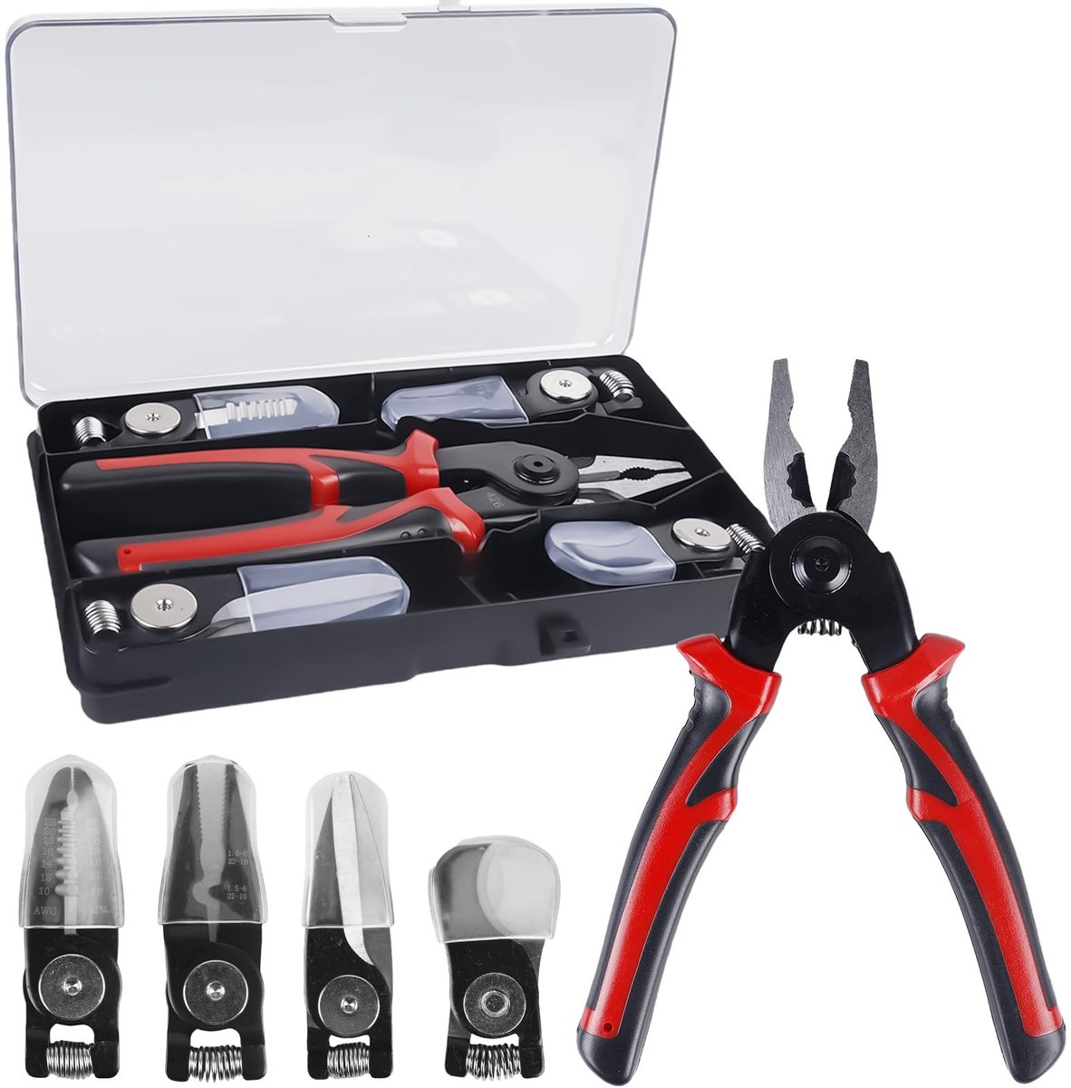 Dailygoods - 5-in-1 Combinatietang - Multifunctionele Tangen Set - 8 Inch - Voor DIY Professionals - Ideaal voor Knippen en Grip - Inclusief Opbergtas