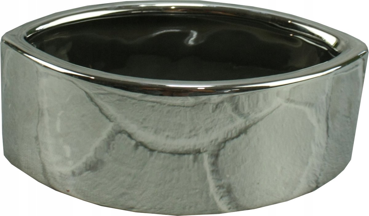 Polnix Keramische Vaas Ovale Zilver Grijs 20 cm - Glamour Stijl