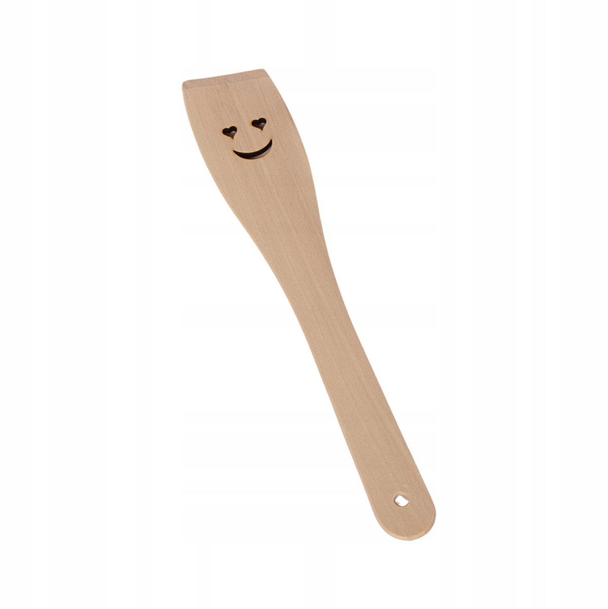 Houten spatel met hartjesogen en lachend gezicht - 30 cm
