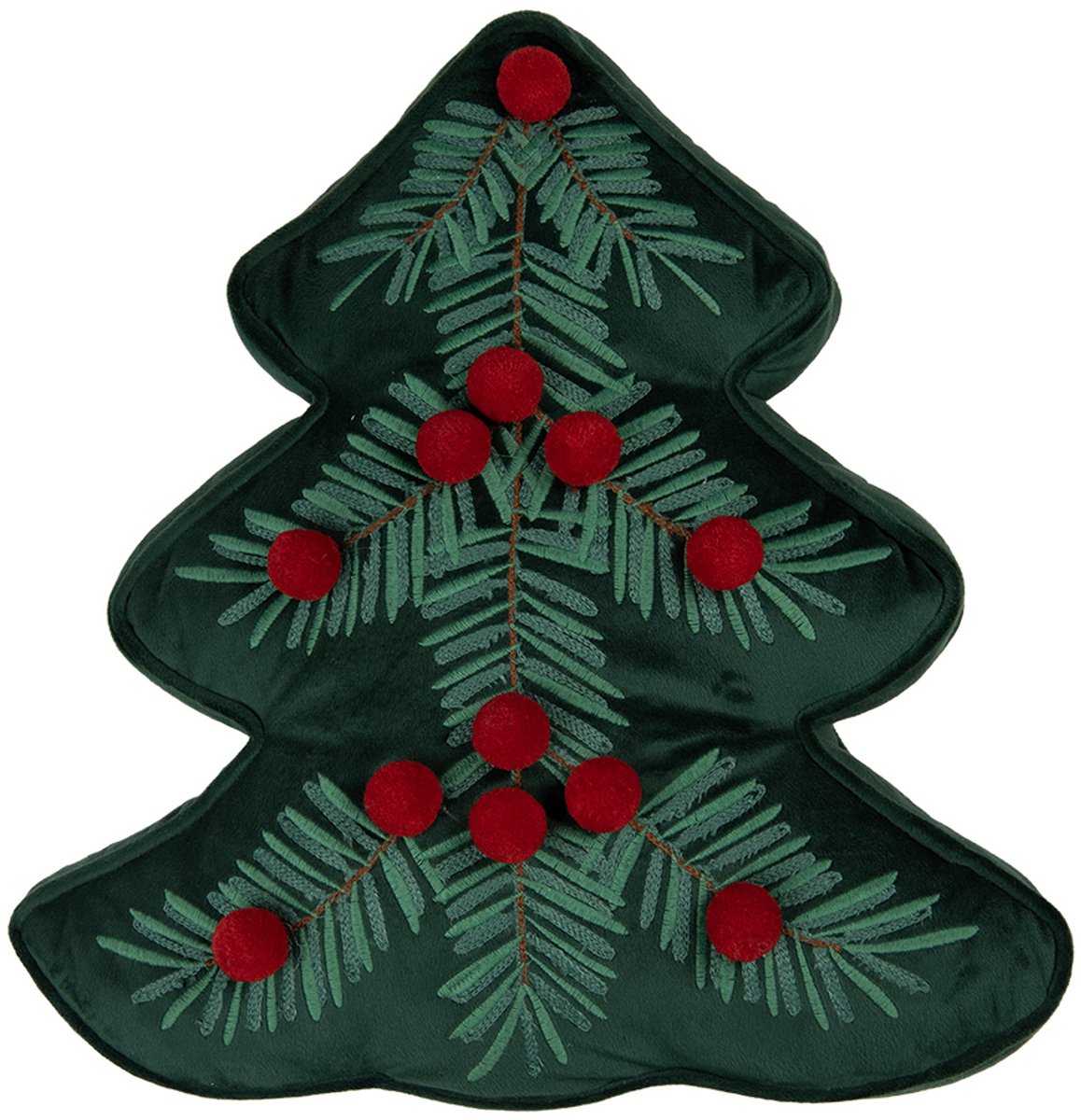 Clayre & Eef Sierkussen Kerstboom 36x40x4 cm Groen Polyester