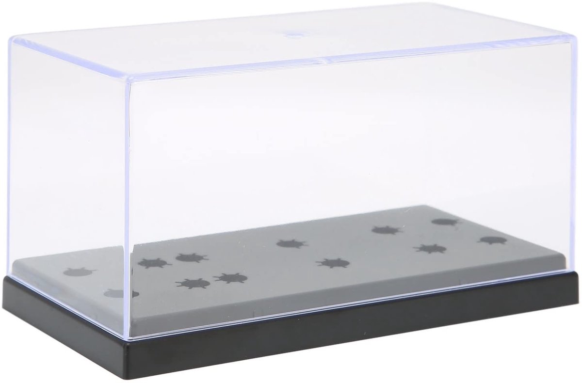 Dailygoods- Displaydoos met Lange Naaldstandaard - Opbergdoos - Vitrinekast - Transparante Behuizing - Stevig Materiaal - Compatibel met Universele Kopschelpen