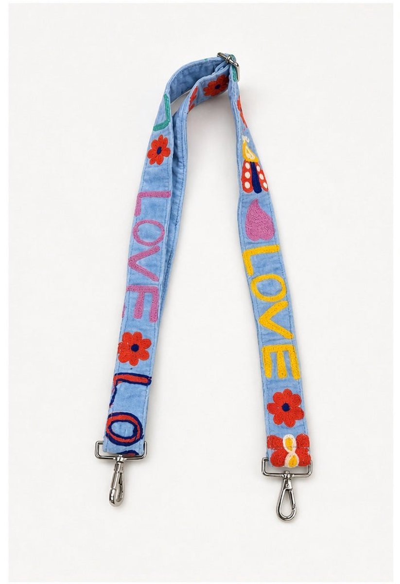 HS Tassenriem - Love multicolor blauw - Verstelbare Schouderband voor Tas