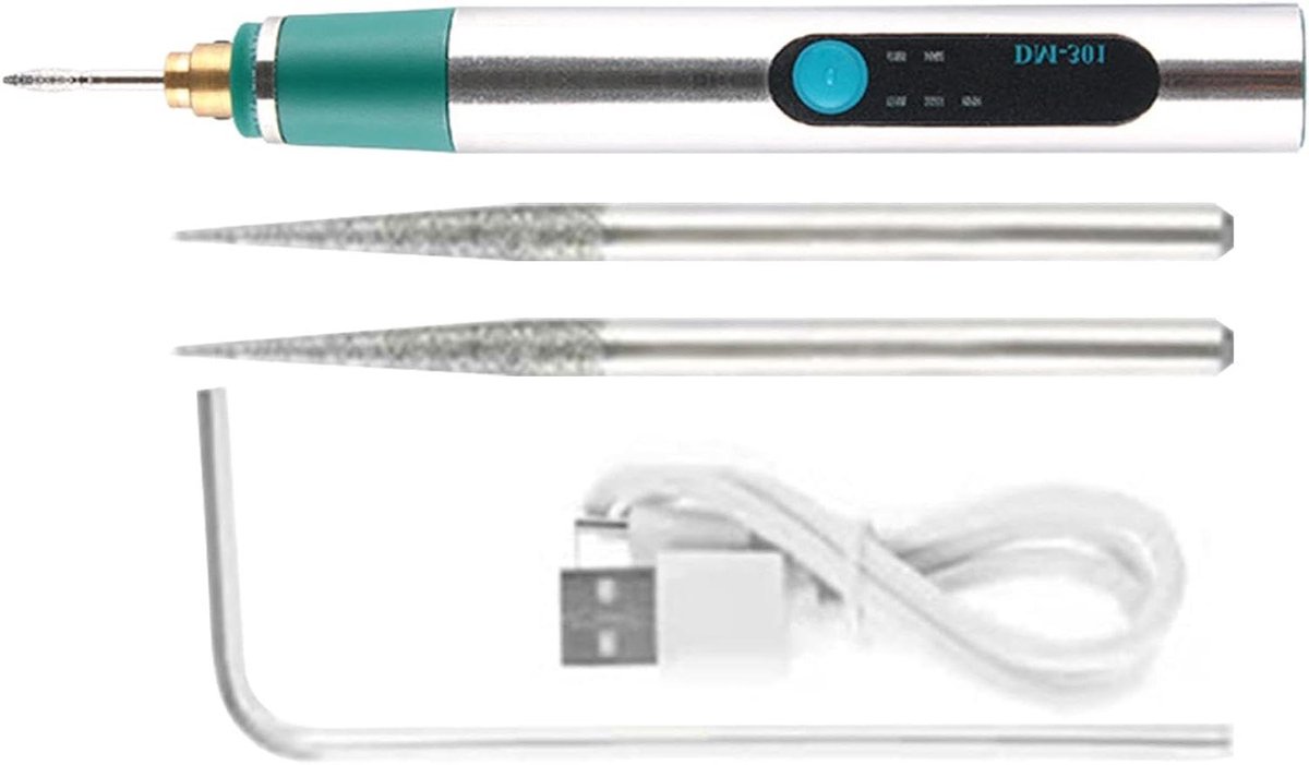 Graveerpen Set - Snijpenner - Metaal Bewerken - Snelheid Instelbaar - 125 mm - Zilverkleurig