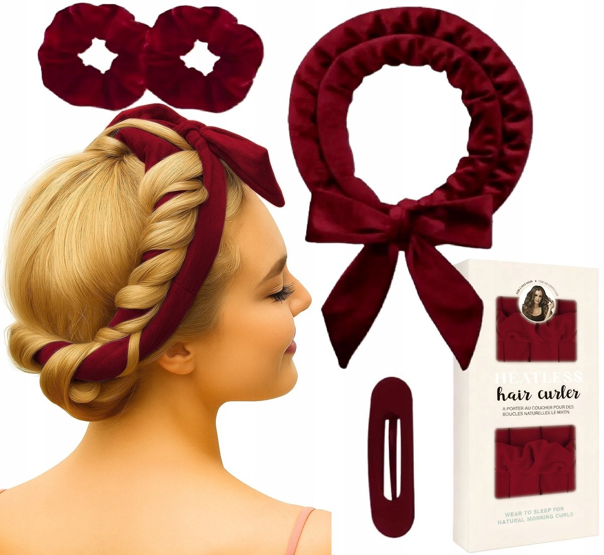 Velours Haarrollerset voor Hitevrije Krullen met Clip