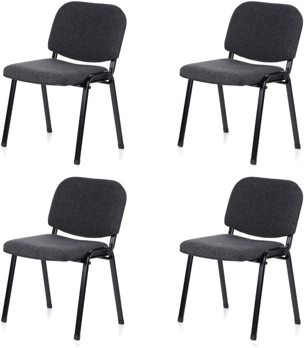 Bezoekersstoel set - Vergaderstoelen - Comfortabel Zitten - Stapelbaar tot 4 - 4 stuks - Antraciet