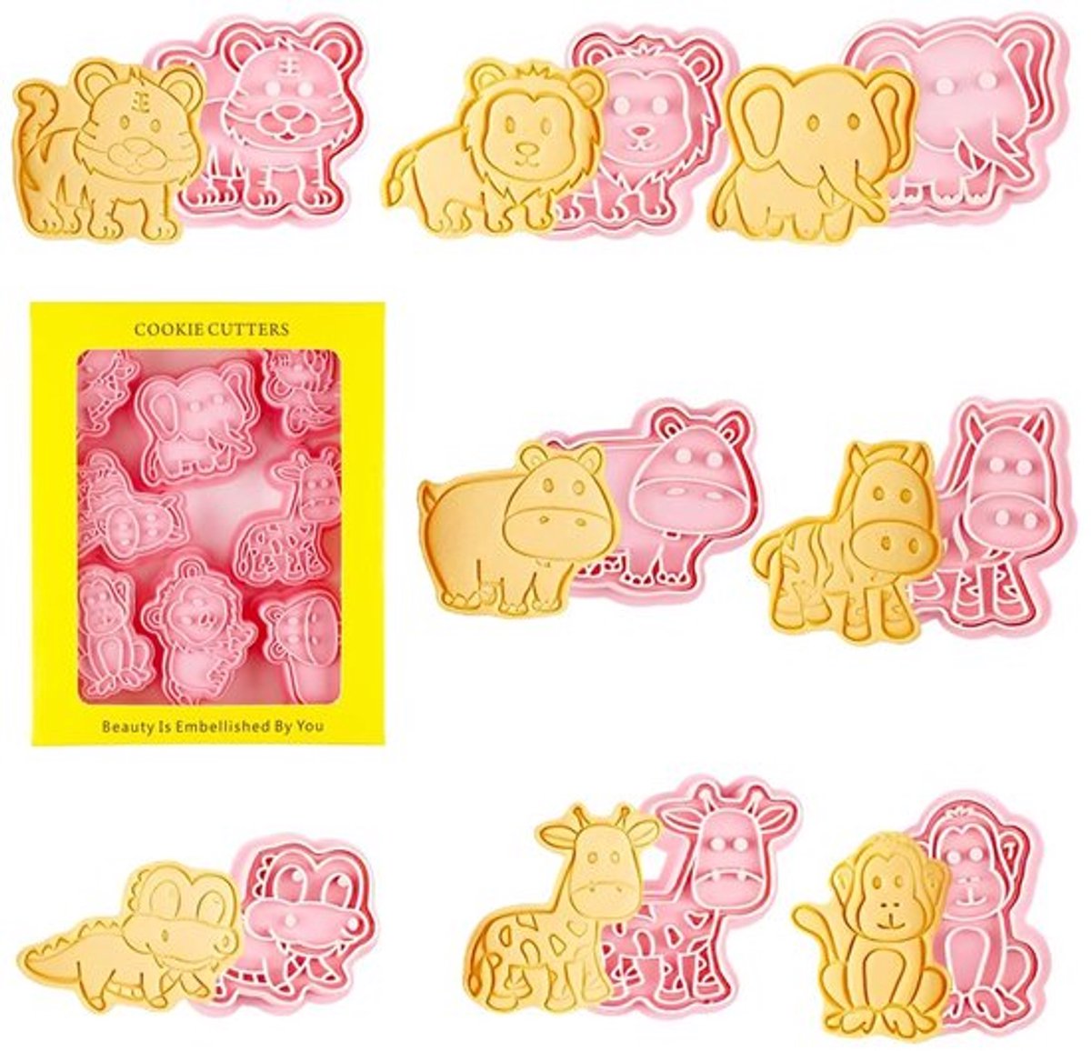 Allecto - Uitsteekvormen in diervorm - Koekjes uitstekers - 8 stuks