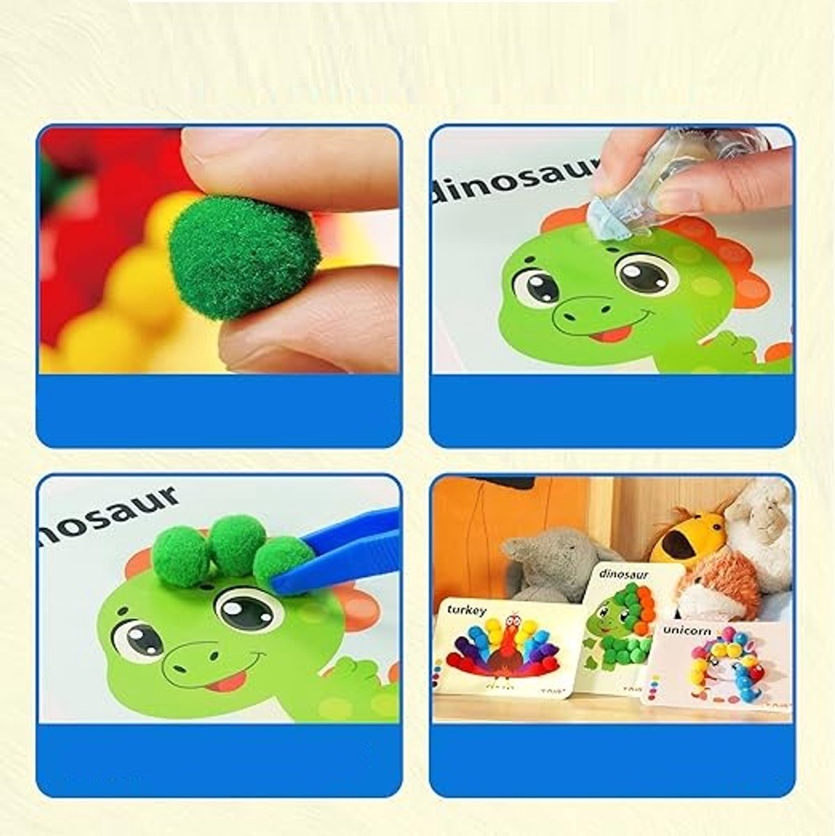 Creatieve Pompon Kleur- en Plakset voor Kinderen