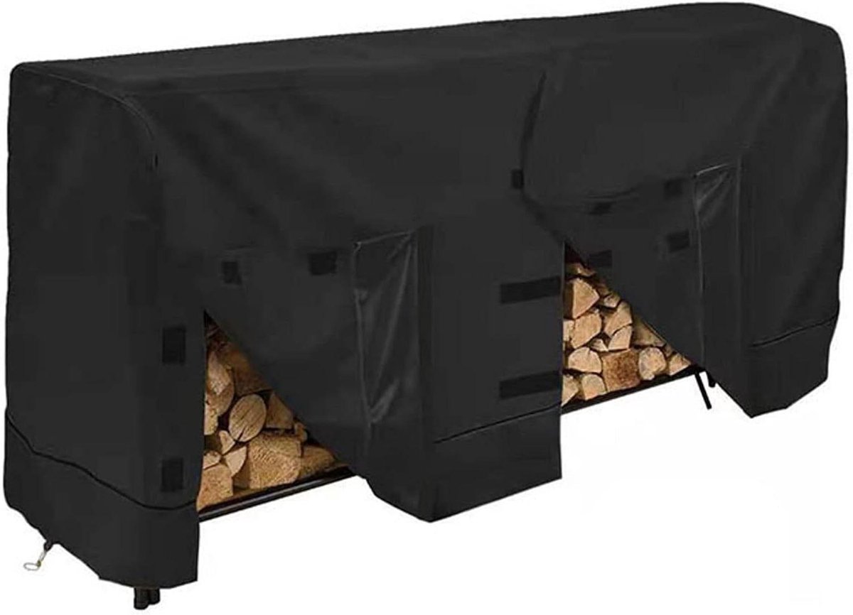 Brandhout Rekhoes - Houtopslag Bescherming - Droog Houden - Waterdicht & Winddicht - 244x61x107cm - Zwart
