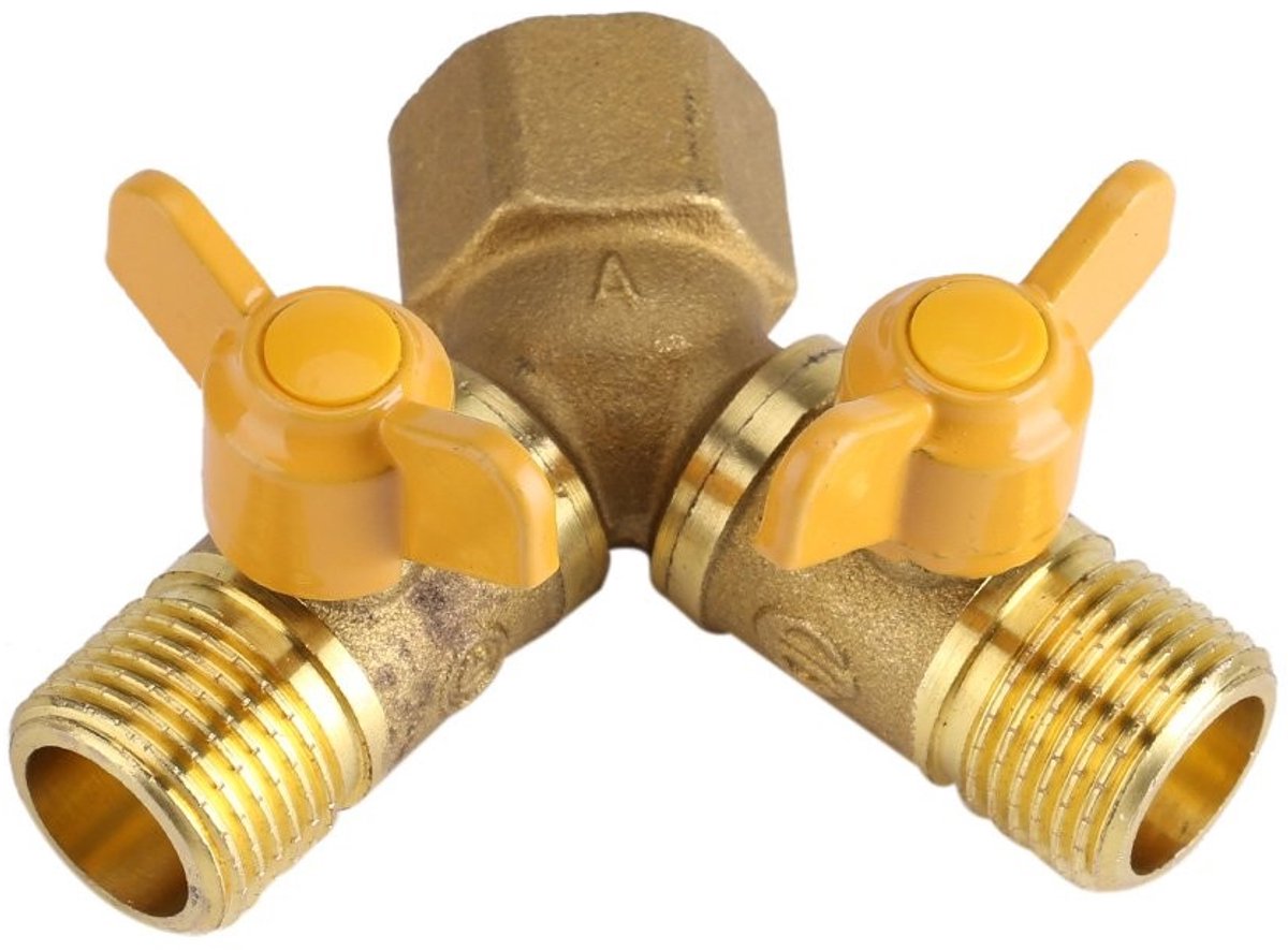 Dailygoods - Tuin Irrigatie Adapter - 2-Weg Tap Connector - Dubbele Kraan - Messing - Tuinaccessoires - Waterbesparing - Geschikt voor buiten - Tuinieren