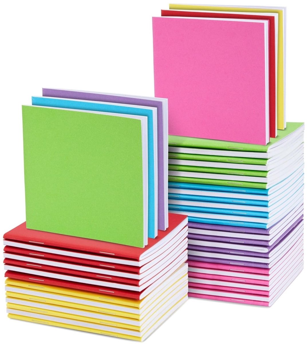 JHUBERS- Notitieblokken Set van 48 - Mini-notitieblokken - Blanco Pagina's - Dagboeken - Creatieve Uitlaatklep - 10 x 10 cm - Notitieboekjes