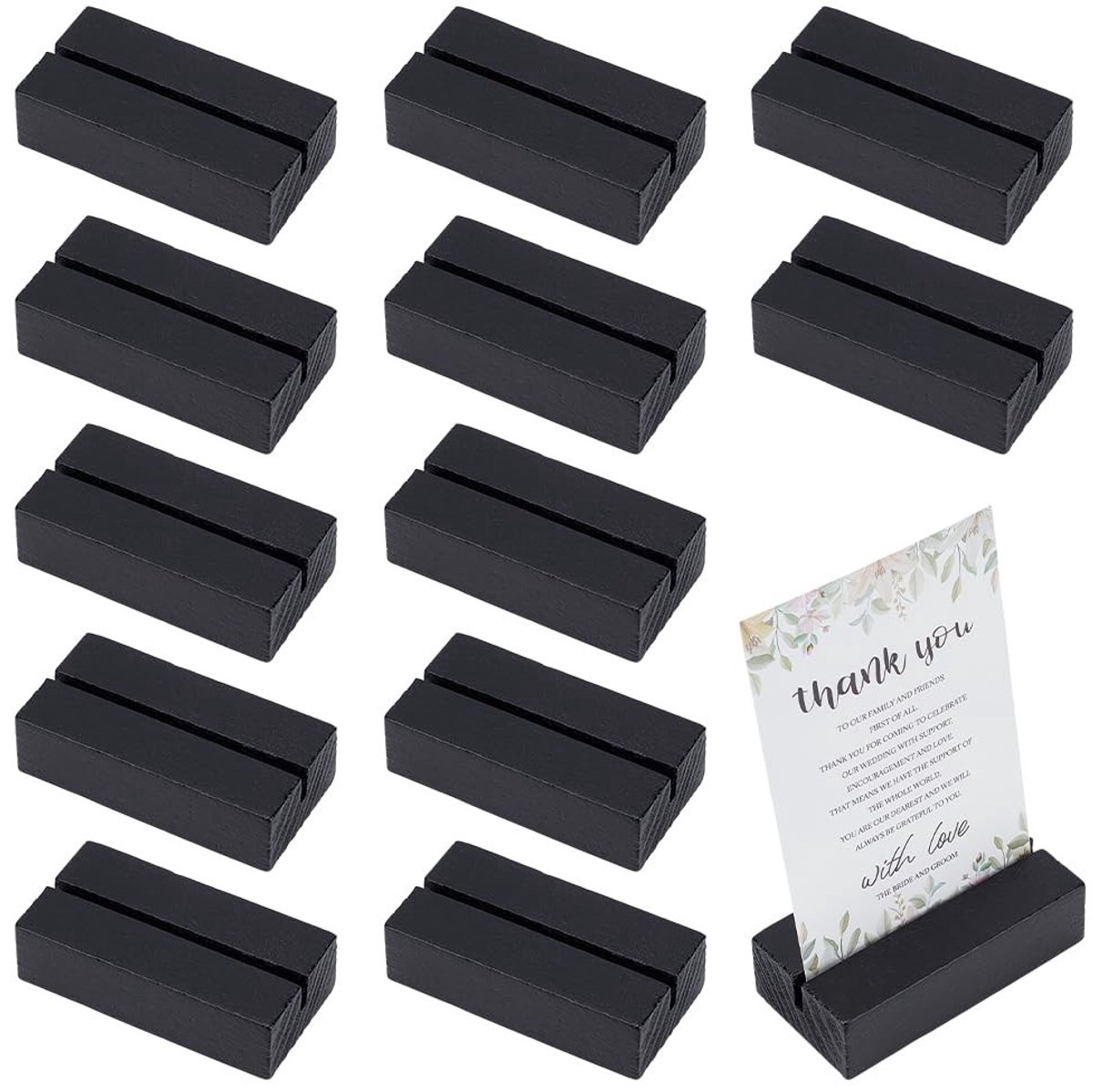 Dailygoods - 30 Stuks Zwarte Houten Plaats Kaarthouders voor Tafelnummer en Foto's - Perfect voor Bruiloften en Feesten