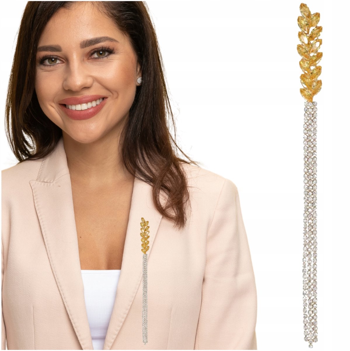 Gouden Zirconia Brosche Korenaren - Elegante Dames Speld
