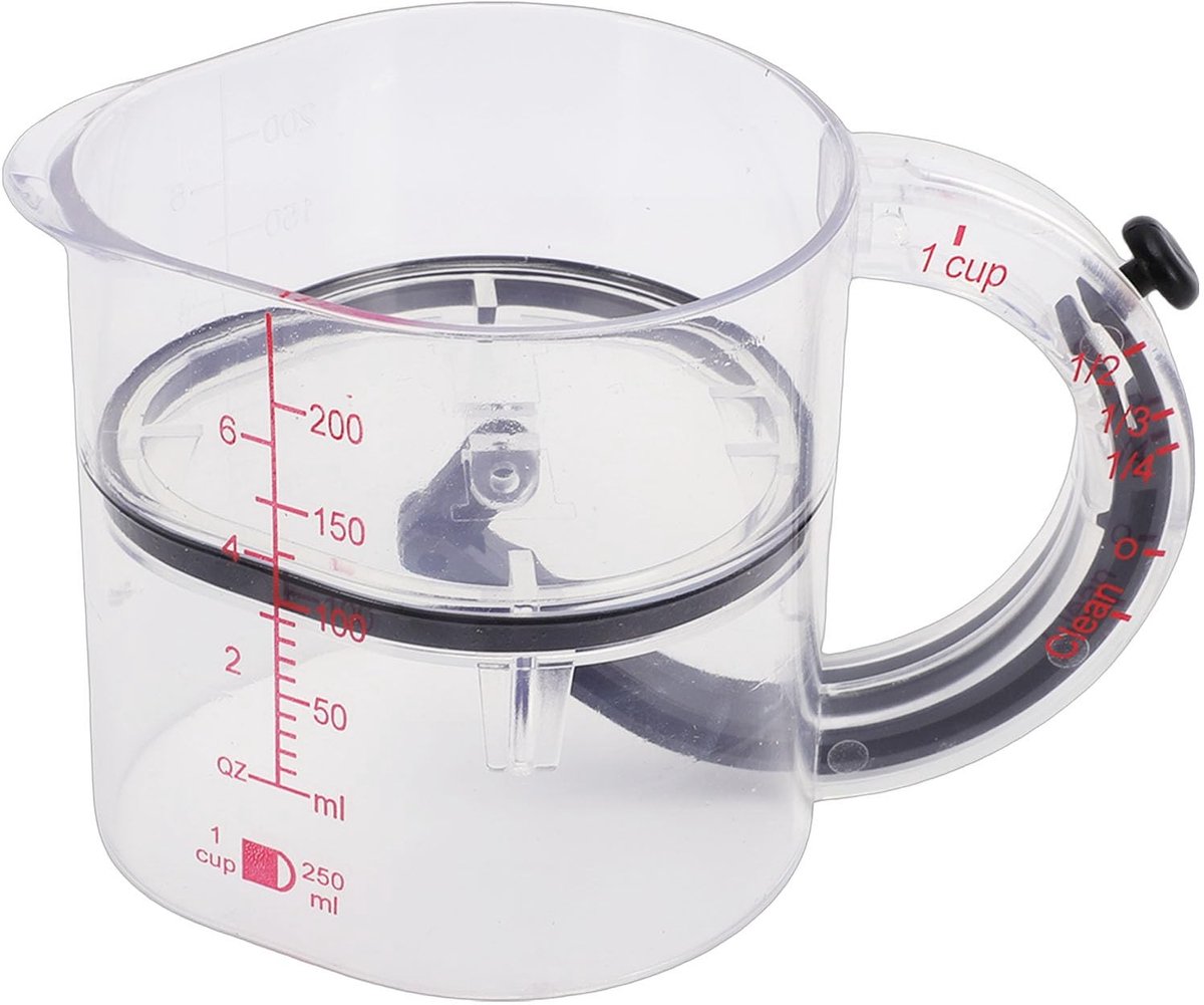 Dailygoods- Maatbeker 4-in-1 Verstelbaar - Maatbeker 1 liter - Maatbeker voor Vloeibare/Droge Ingrediënten - Afdichtingsbasis - Ruimtebesparend Ontwerp - Vaatwasmachinebestendig - Meetbeker