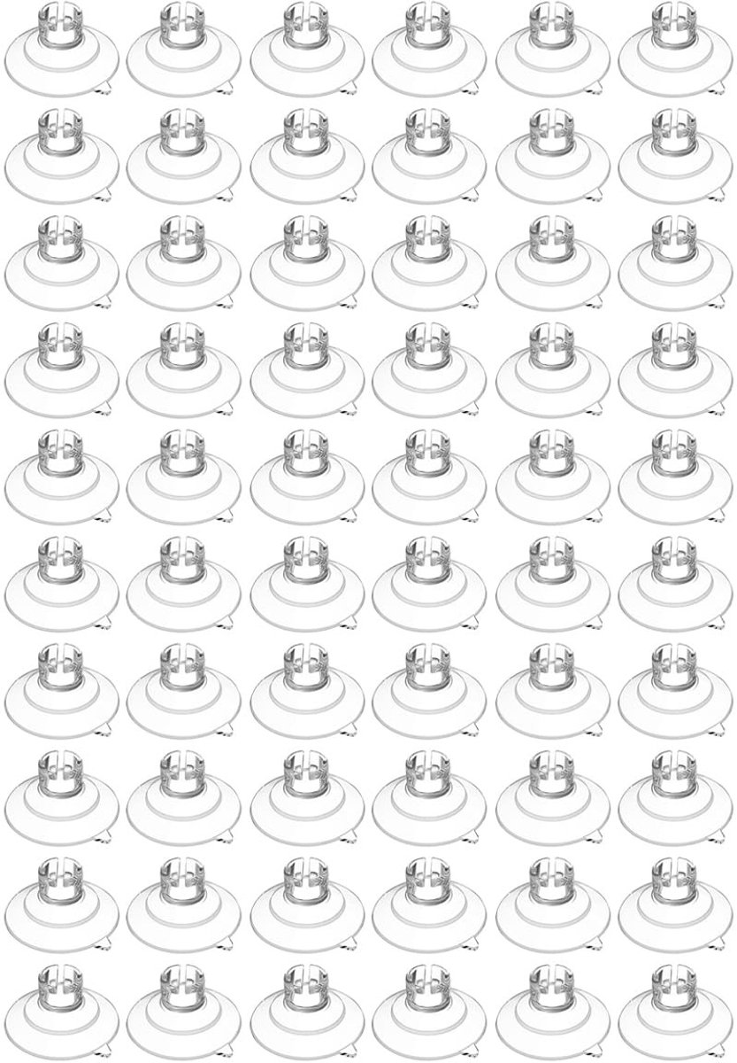 Dailygoods- Zuignap 30 mm - 60-pack - Transparante Zuignap - Beugel voor Kabels - Geschikt voor Woningdecoratie - PVC Materiaal - Zuignapbeugel