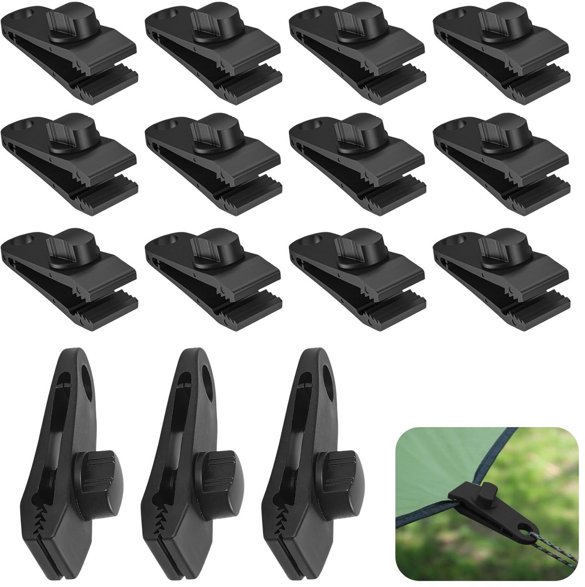 Dailygoods- Zeilclips 15 Stuks - Windbestendige Klemmen - Tentzeilclips - Luifelklemmen - Kunststof Bevestigingsclips - 10 cm Lengte - Tentclips
