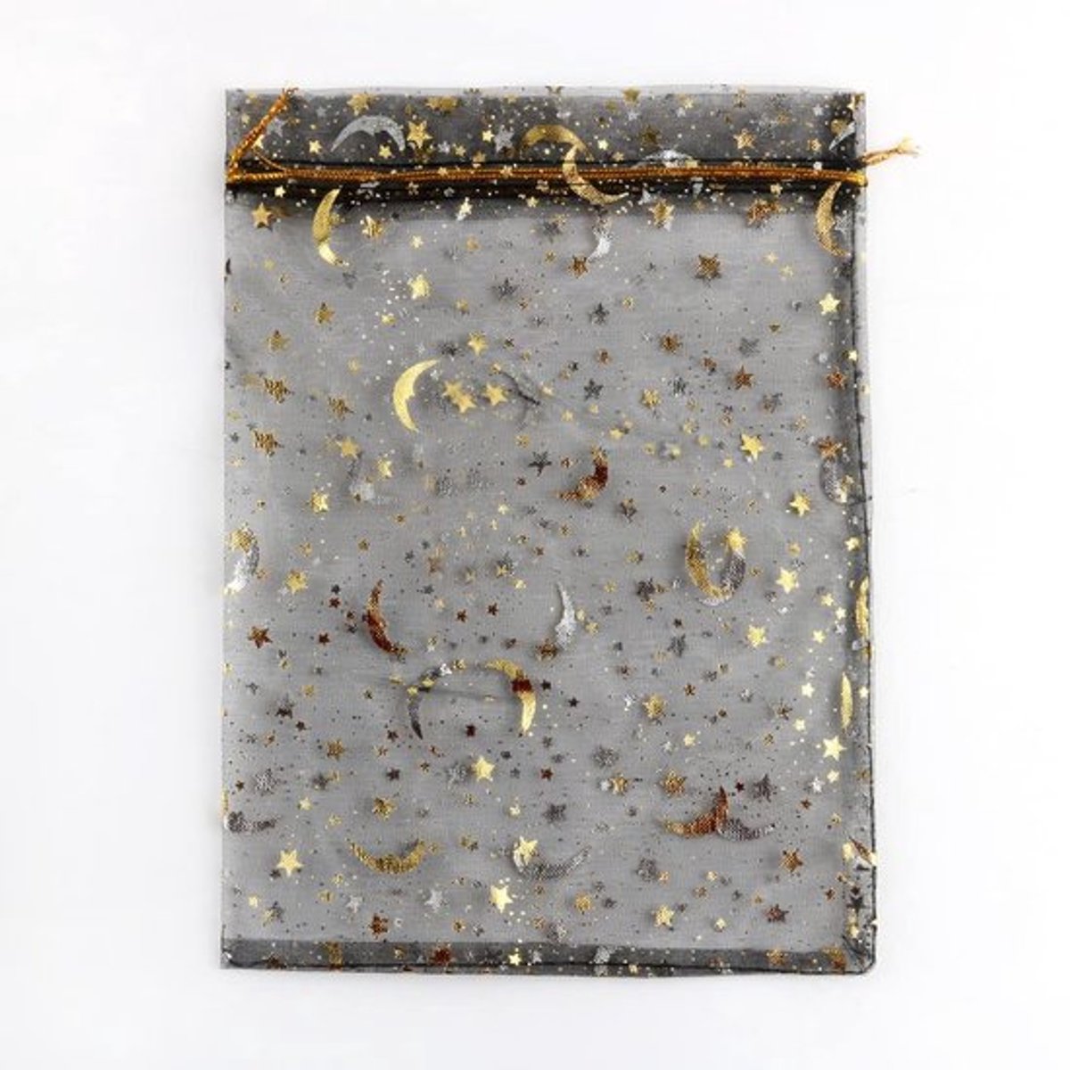Allecto - Organzazakjes - Cadeauzakjes - Zwart - Glitter - Ster en
