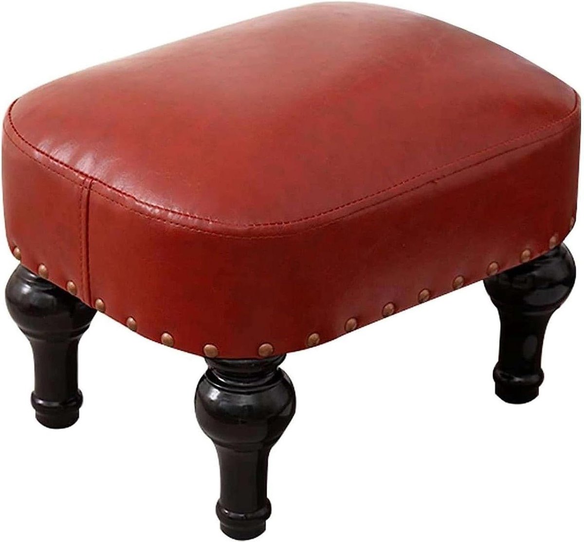 Voetenbankje Leer - Krukje Bankje - Voeten Rusten - Waterproof Afneembaar - S Formaat - Rood