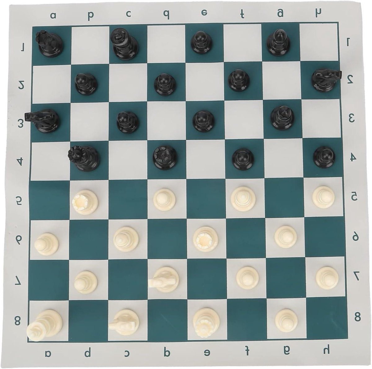 Schaakset - Tafelspel Denksport - Logisch Denken Verbeteren - Lichtgewicht Draagbaar - 34 cm Bord - Groen Wit