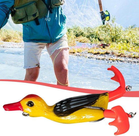 Eend Kunstaas - Zacht Vis Aas - Vissen Lokken - Realistische Beweging - 9 cm - Geel — afbeelding 4