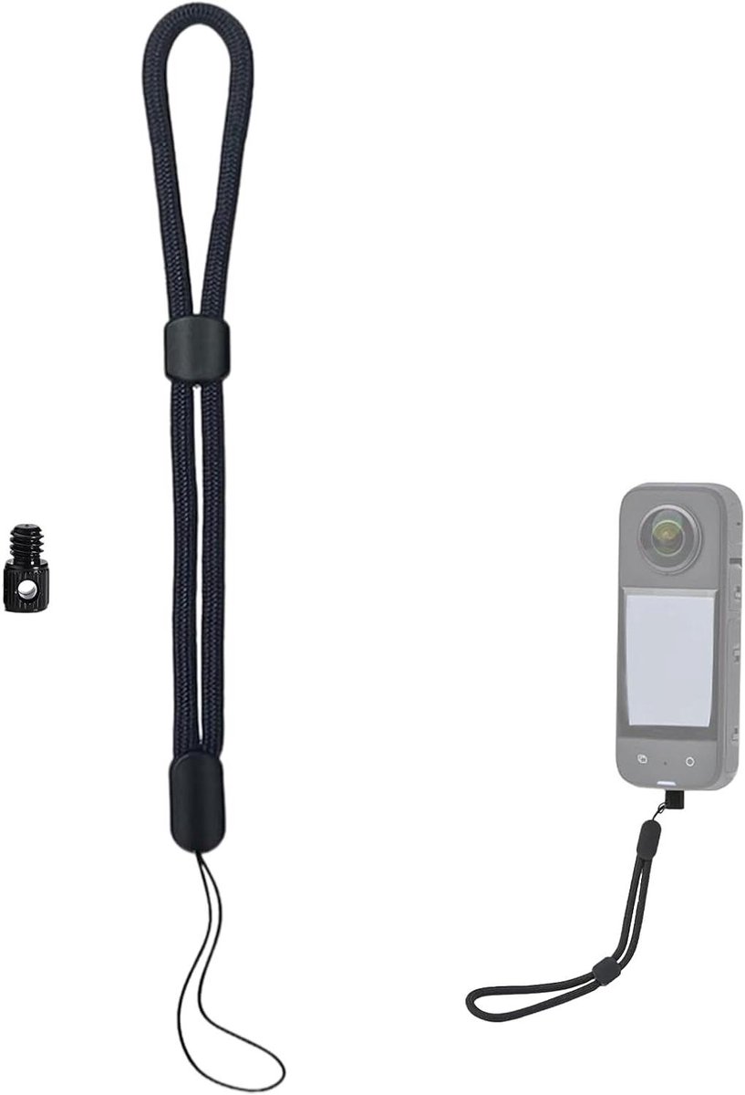 Schouderkoord - Polsband camera - Veilige fotografie - Snelsluiting - 15 cm koord - Zwart