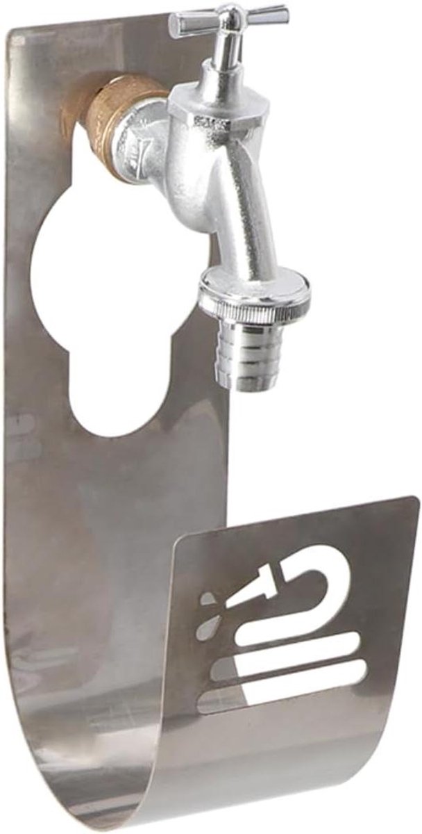 Water Hanger - Kraan Houder - Tuinslang Opbergen - Roestvrij Staal - 9 x 12 x 25.5 cm - Zilver