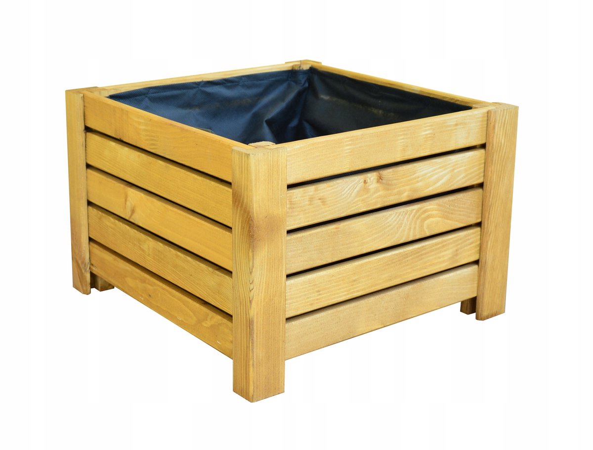 Houten bloembak 38x38x25 cm, weerbestendig, natuurlijke eik