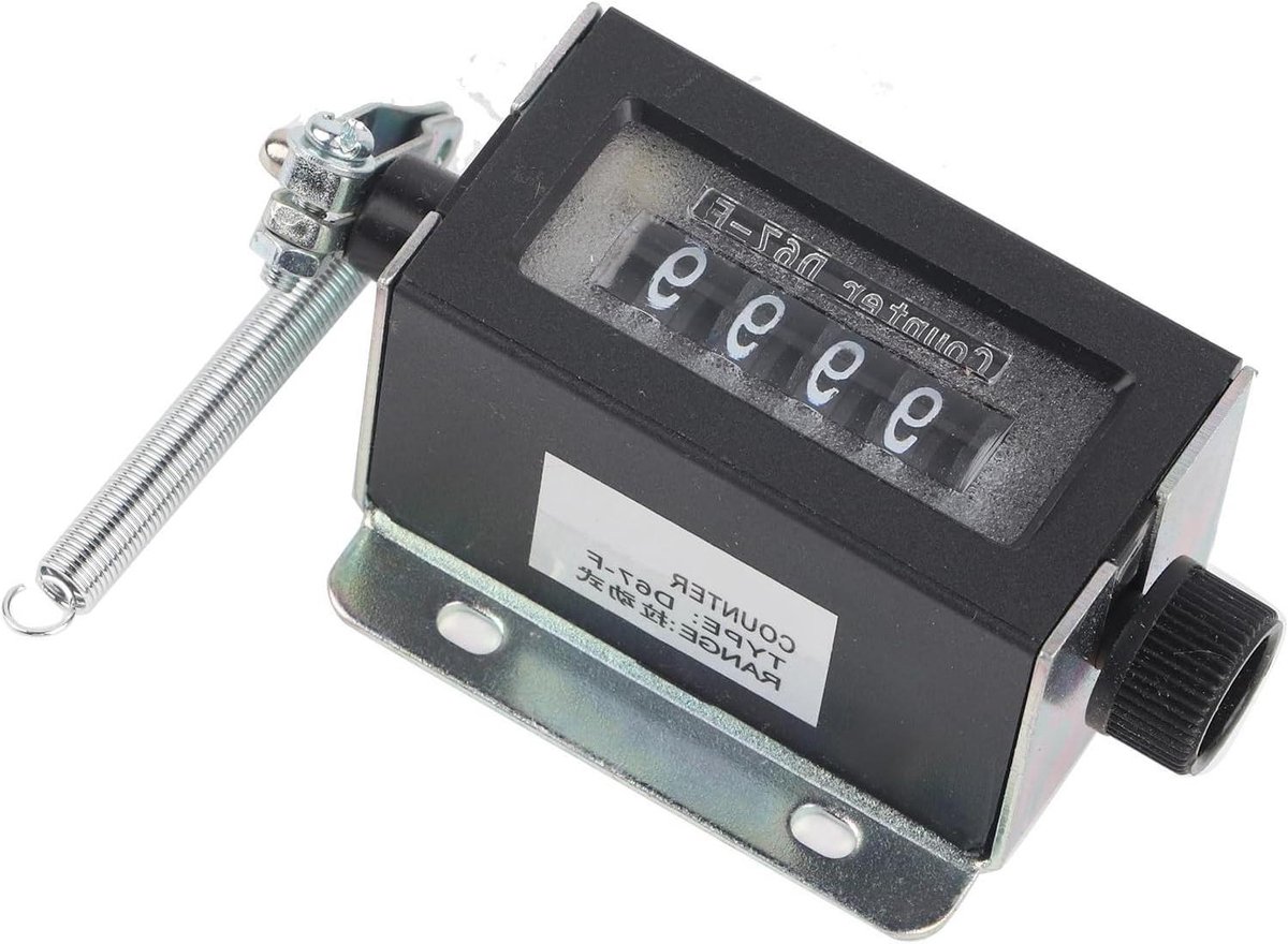 Trekteller - Mechanische teller - Machinaal tellen - Terug naar nul - 5 cijfers - Zwart