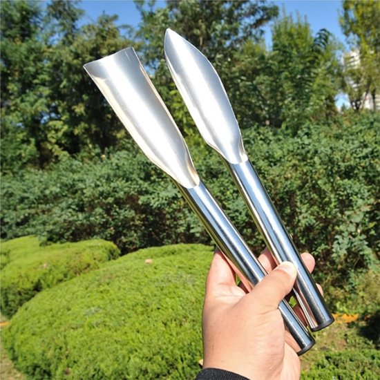 Tuin schep - Bloembol planter - Planten en verplanten - Gekartelde rand - 32 cm lang - Roestvrij staal — afbeelding 4