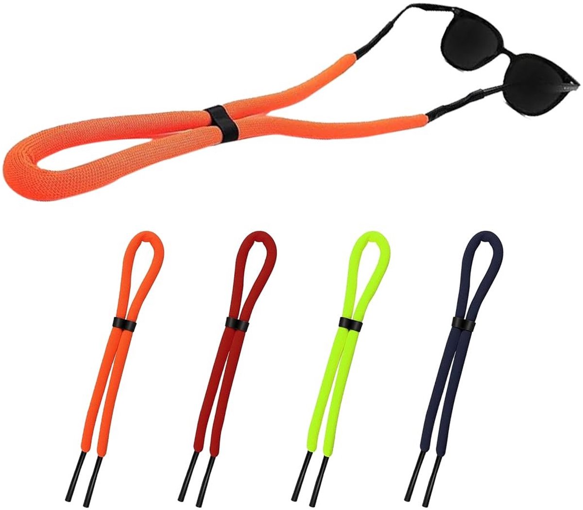 BRENZOOS- Brillenbanden 4 Stuks - Verstelbaar 70 cm - Antiverlies - Zwevend - Voor Watersport - Hoogwaardig Polyester - Zonnebrilriem