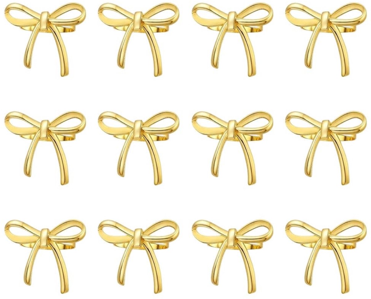 BRENZOOS- Servettenhouder Gouden Lint - Ronde Servetten - Servetringen - Tafeldecoratie - Set van 12 - Hoogwaardige Afwerking