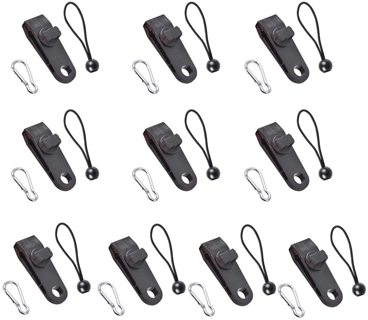 JHUBERS- Luifelclip Winddicht - Zeilklemmen - Tent Clips - Outdoor Accessoire - Sterk Nylon - 10 Stuks - Tentclip