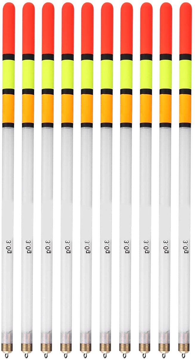 BRENZOOS- Visdobbers 10 Stuks - Duurzaam Kunststof - Multifunctioneel Aas Accessoires - Hoge Gevoeligheid - Diameter 0,5 cm - Heldere Kleur - Visfloat