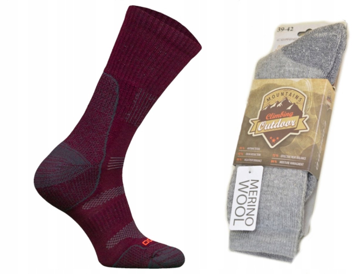 Comodo Merino Wol Trekking Sokken Warm & Ademend Rood