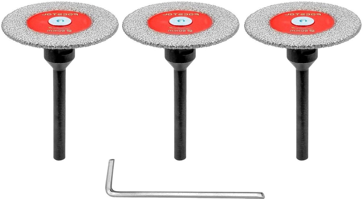 Diamantschijven Set - Snijschijven Tegels - Materiaal Bewerken - Afneembare Schachten - 50 mm 3 Stuks - Grijs