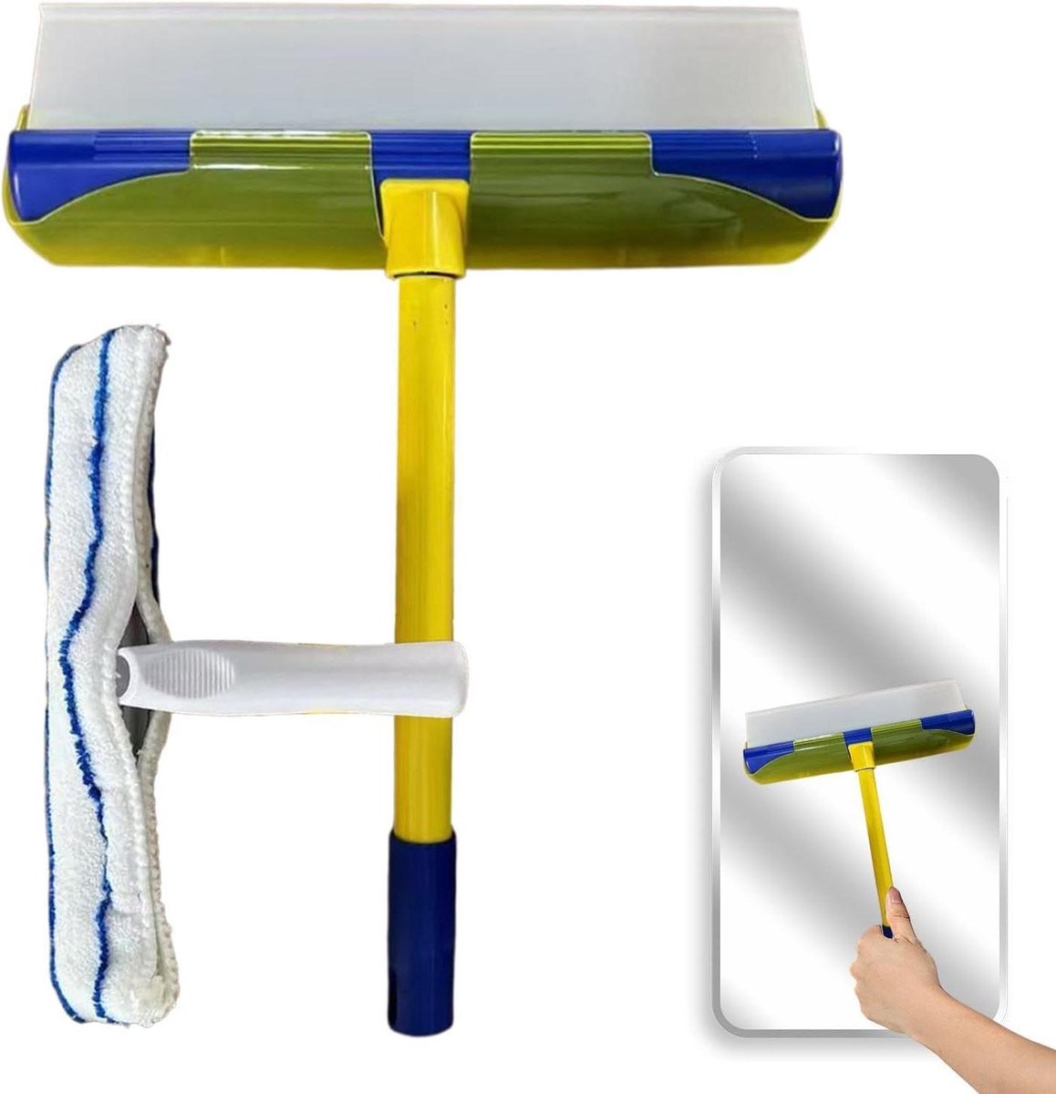Ruitenwasser met Tank - Glaswisser Schraper - Vlekkeloos Schoonmaken - Flexibele Siliconen - 39x30cm - Blauw