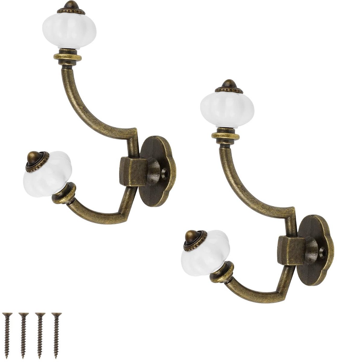 Dailygoods- Kledinghaken Retro - Wandhaken Bronskleurig - Garderobehaken - Zinklegering - 2 Stuks - Eenvoudig Design 14 x 9,5 cm - Wandhaak