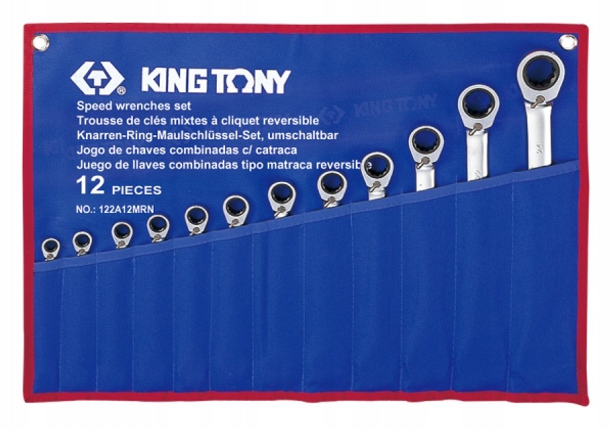 King Tony Ringsleutelset met Ratel, 12-delig, 8-24mm