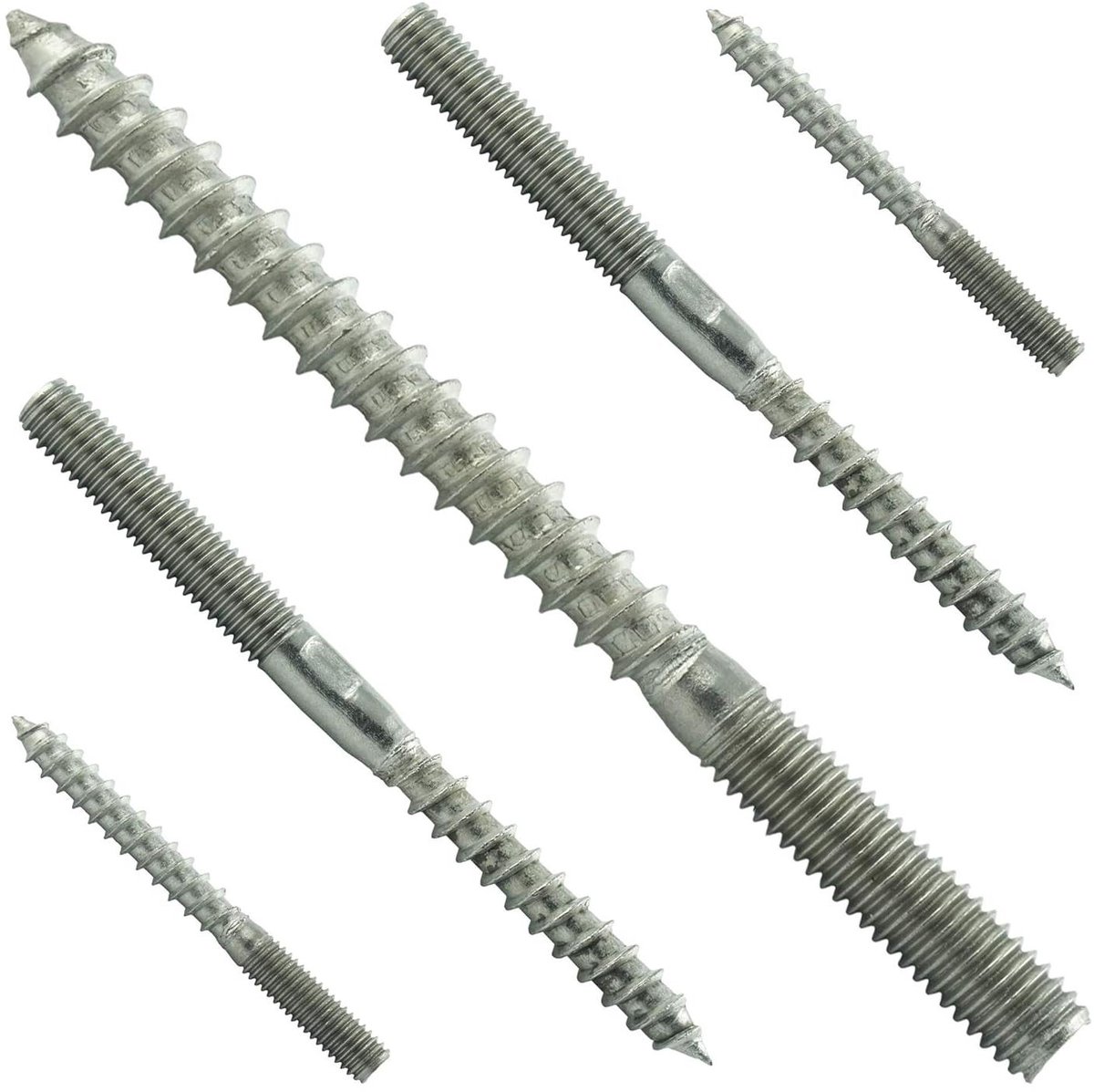 Stoelbouten dubbel schroefdraad - Schroefpennen metaal - Bevestigen in hout - Roestvrij staal A2 - M8 x 140 mm - Zilver