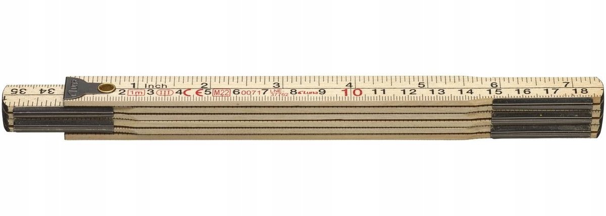 Luna Vouwmeter 1m - FSC Berkenhout, mm/inch schaal